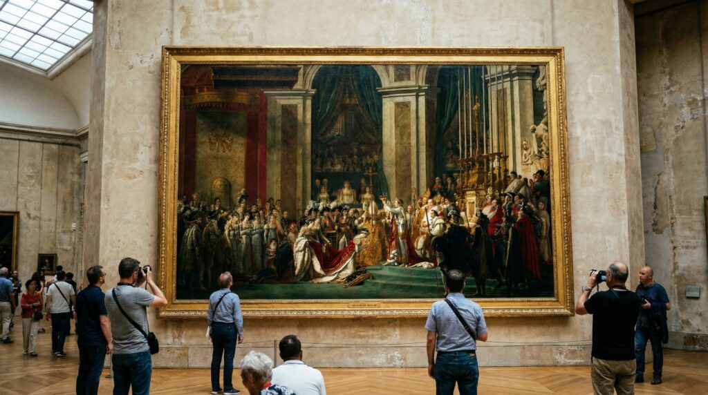 The Coronation of Napoleon Louvre painting by Jacques-Louis David.