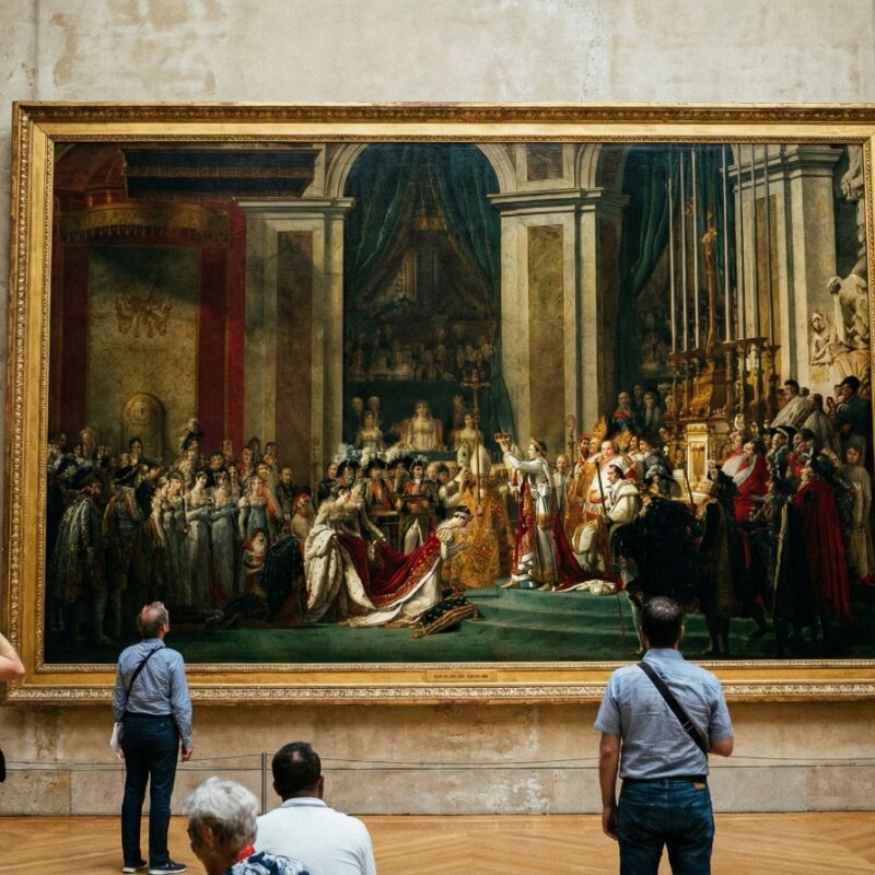 The Coronation of Napoleon Louvre painting by Jacques-Louis David.