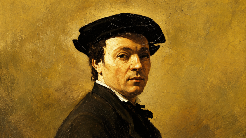 Portrait of Camille Corot or one of his landscape paintings.