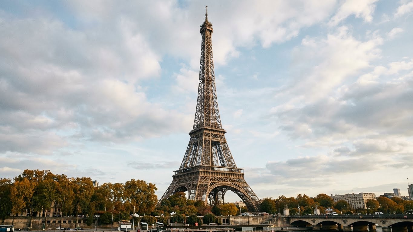 Eiffel Tower view in Paris from Champ de Mars