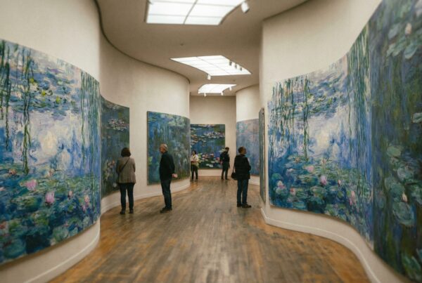 Monet Water Lilies murals displayed inside Musée de l Orangerie in Paris
